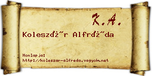 Koleszár Alfréda névjegykártya